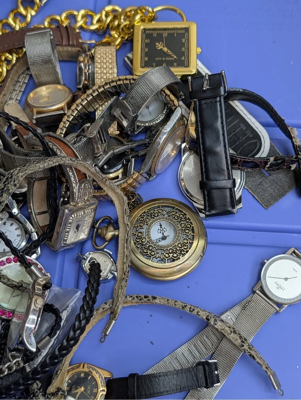 Vintage Watch Lot 2.78lb Skagen, Fossil, Anne Klein, Pocket Watches Repair/Parts